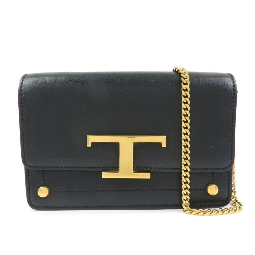 Tod's T Timeless Leather Flap Bag Black